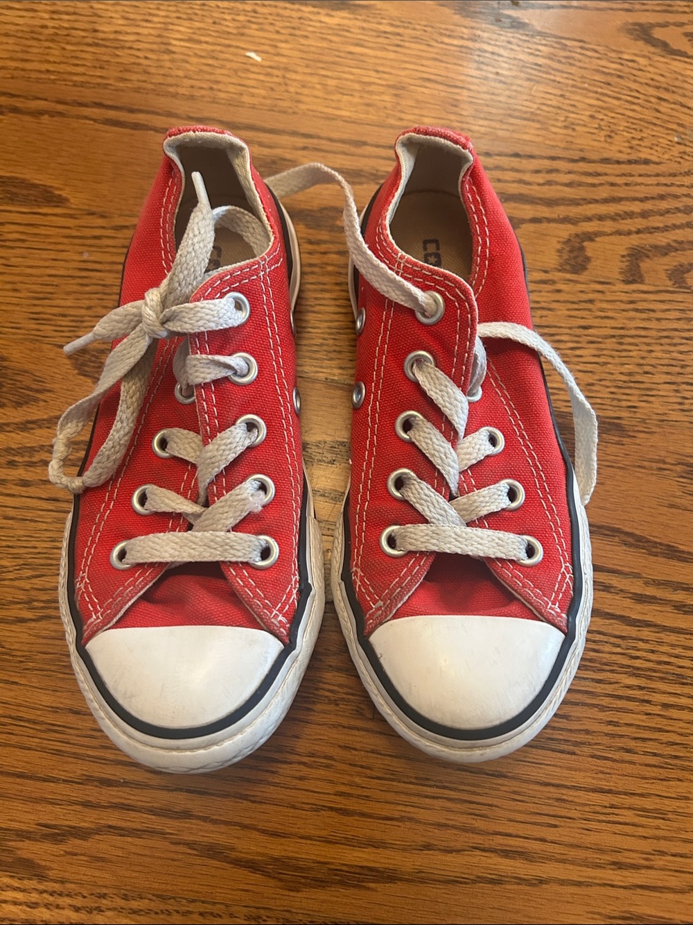 Converse Kids Red Canvas Low-Top Sneakers with White Accents
